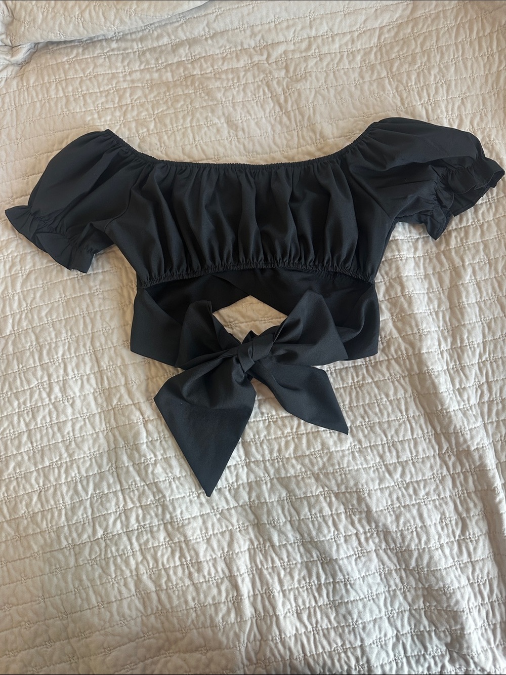 Boho Off the Shoulder Puff Sleeve Crop Top
